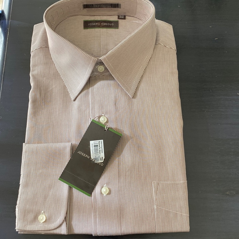 Joseph Abboud brown pinstripe shirt